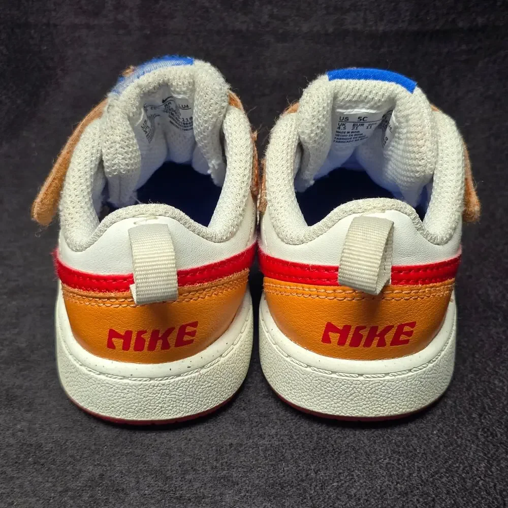 Nike Court Borough Low 2 Sail Hot Curry Toddler Sneakers Velcro Strap Shoes